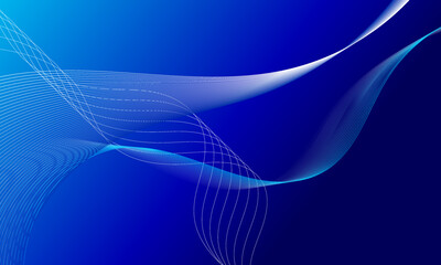 blue smooth lines wave curves with soft gradient abstract background