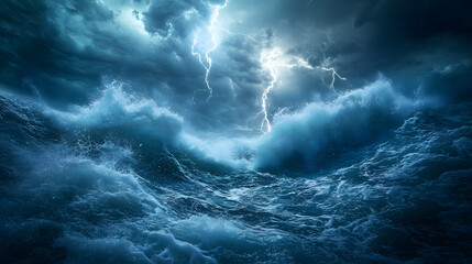 Wall Mural - big waves on the sea and clouds
