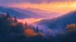 © Sarvana - Mountain landscape during sunrise with mist and glowing light