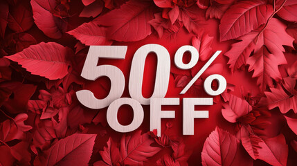 Wall Mural - 3d 50% OFF on red leaves background