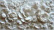 © Planetz - Elegant 3D Floral Relief Wall Art Displaying Timeless Beauty in White Color Perfect for Contemporary and Classic Interior Décor Styles