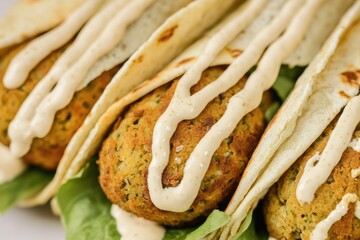 Poster - A close-up view of a plate filled with tacos, perfect for food-related content