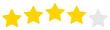 © NOVA STOCK - Five stars customer product rating review flat icon for apps and websites . Rating sticker icon with four gold stars on a white background. Flat design. White background. Isolated vector icon. Vector
