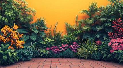 Aufkleber - An enthusiastic gardenerâ€™s plants grow wildly out of control, creating a funny and chaotic backyard jungle,