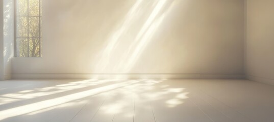 Wall Mural - Sun-Drenched Empty Room, Minimalist Interior With Bright Sunlight Beaming Through the Window