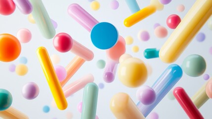 Poster - D bars and pie chart graphics in vivid colors, floating in space against a neutral backdrop for a visually impactful design