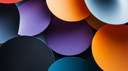 Poster - Abstract geometric shapes in vibrant colors, overlapping and forming a modern, dynamic design with shadows and depth on a minimalist background