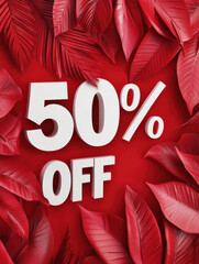 Wall Mural - 3d 50% OFF on red leaves background