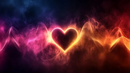 Aufkleber - A conceptual graphic showing a heart wave merging with sound waves, illustrating the connection between heartbeats and sound in a creative visual