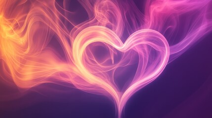 Fototapete - A glowing heart wave pattern flowing through a gradient background, capturing the essence of life and vitality in a visually striking design