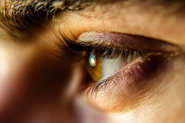 Wall Mural - A detailed view of a person's eye with eyelashes and pupils