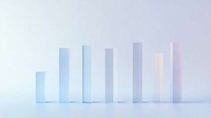 Poster - Minimalist D bar chart with tall, sleek bars in monochromatic tones, casting shadows on a clean, white background