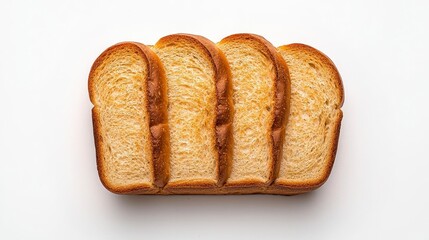 Wall Mural - a photostock of a neatly sliced loaf of crusty bread, placed symmetrically on a clean white backgrou