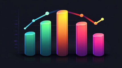 Poster - Stylized bar graph with glowing bars in neon colors, set against a dark, tech-inspired background for a dynamic and impactful graphic