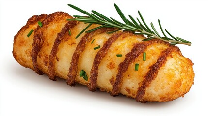 Wall Mural - a photostock of a perfectly baked golden croquette, isolated on a clean white background, symbolizin