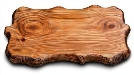 Wall Mural - a photostock of a rustic wooden serving tray with a natural finish, isolated on a clean white backgr