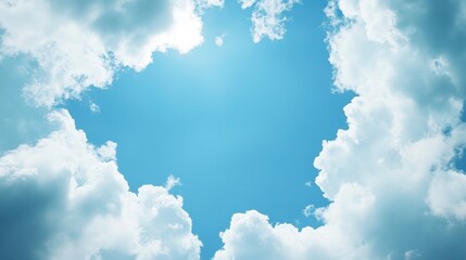 Poster - Expansive blue sky with wispy clouds forming an open area for text and creativity. Generative AI