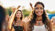 © Marko - Beautiful young hippie woman enjoying at music festival outdoors
