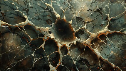 The cracks form an intricate and natural pattern that resembles a web-like structure.