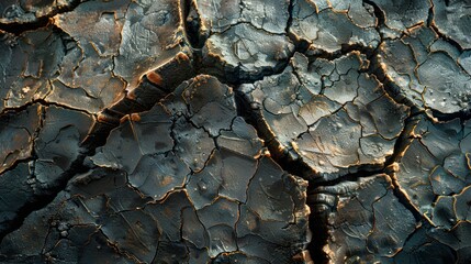 The cracks form an intricate and natural pattern that resembles a web-like structure.