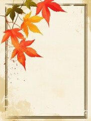 Leinwandbilder - Colorful autumn leaves frame with ample space for text and design elements perfect for creative projects and invitations. Generative AI