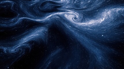 Wall Mural - Abstract Cosmic Swirl in Deep Space with Blue and Black Tones