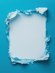 Aufkleber - Creative space for text display with crumpled paper border on a vibrant blue background. Generative AI