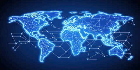 Global network connection, world map, digital, technology, background
