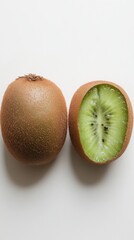 Wall Mural - Fresh kiwi fruits showcasing their vibrant green interior. This image captures the unique texture and color of kiwis. A delightful treat for fruit lovers. Generative AI