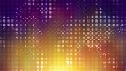 Wall Mural - dynamic, loopable animation of a world map created from glowing grid of halftone dots against a shif
