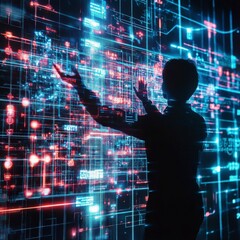 Poster - Data protection strategies in technology digital landscape interactive content futuristic environment user perspective