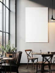 Leinwandbilder - Modern cafe interior with empty wall space for creative ideas and text placement. Generative AI