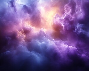 Wall Mural - Vibrant cosmic cloudscape with purple, blue, and orange hues.