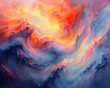 © Putu - Abstract painting of vibrant, swirling colors resembling a celestial landscape or dreamscape.  Perfect for backgrounds, websites, or artistic projects.