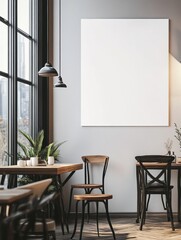 Leinwandbilder - Cozy cafe interior with empty space for text on the wall during daylight hours. Generative AI
