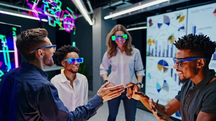 Fototapete - Engaging team collaboration in a futuristic workspace with creative technology