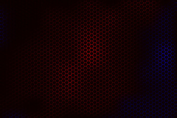 Wall Mural - abstract modern dark background red neon hexagons texture, honeycomb gradient colors, vector templat