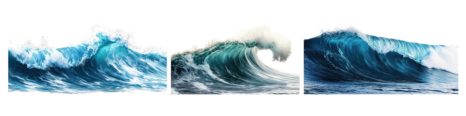 Wall Mural - png dynamic ocean waves in motion, element set on transparent background