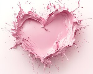 Wall Mural - 3d paint heart splash in light pink color, concept for Valentine's day holiday