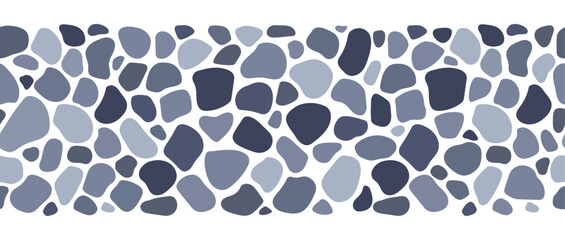 Wall Mural - cobblestone mosaic seamless border, stone texture. vector abstract repeat background