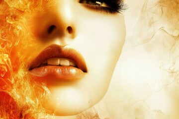 Aufkleber - Create stunning visual art seamlessly incorporating fiery elements and captivating facial features for creative projects. Generative AI