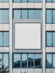 Poster - Empty wall space in a modern building offers a large area for advertising or creative displays in an urban setting. Generative AI