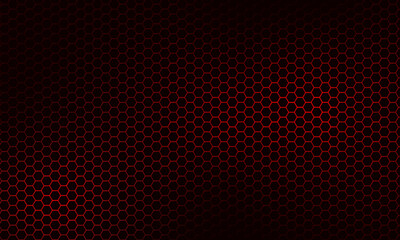 Wall Mural - abstract modern dark background red neon hexagons texture, honeycomb gradient colors, vector templat