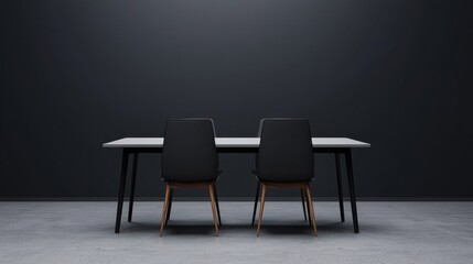 Fototapete - Empty conference table and chairs in minimalist meeting room