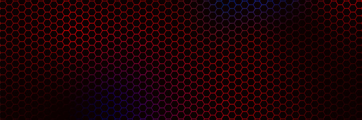 Wall Mural - abstract modern dark background red neon hexagons texture, honeycomb gradient colors, vector templat