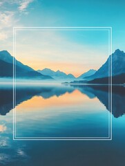 Poster - Serene lake reflection at dawn with ample space for text placement in a breathtaking natural setting. Generative AI