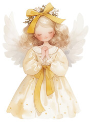 Sticker - PNG Angel illustration with yellow bow