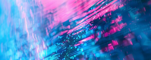 a blue and pink background with a lot of dots