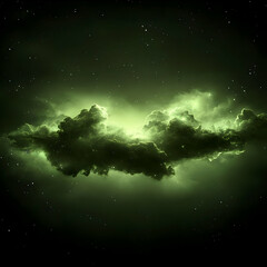 Wall Mural - Green Nebula Space Background Illustration