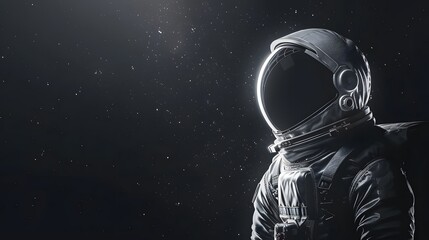 Wall Mural - A man in a space suit is standing in front of a black background